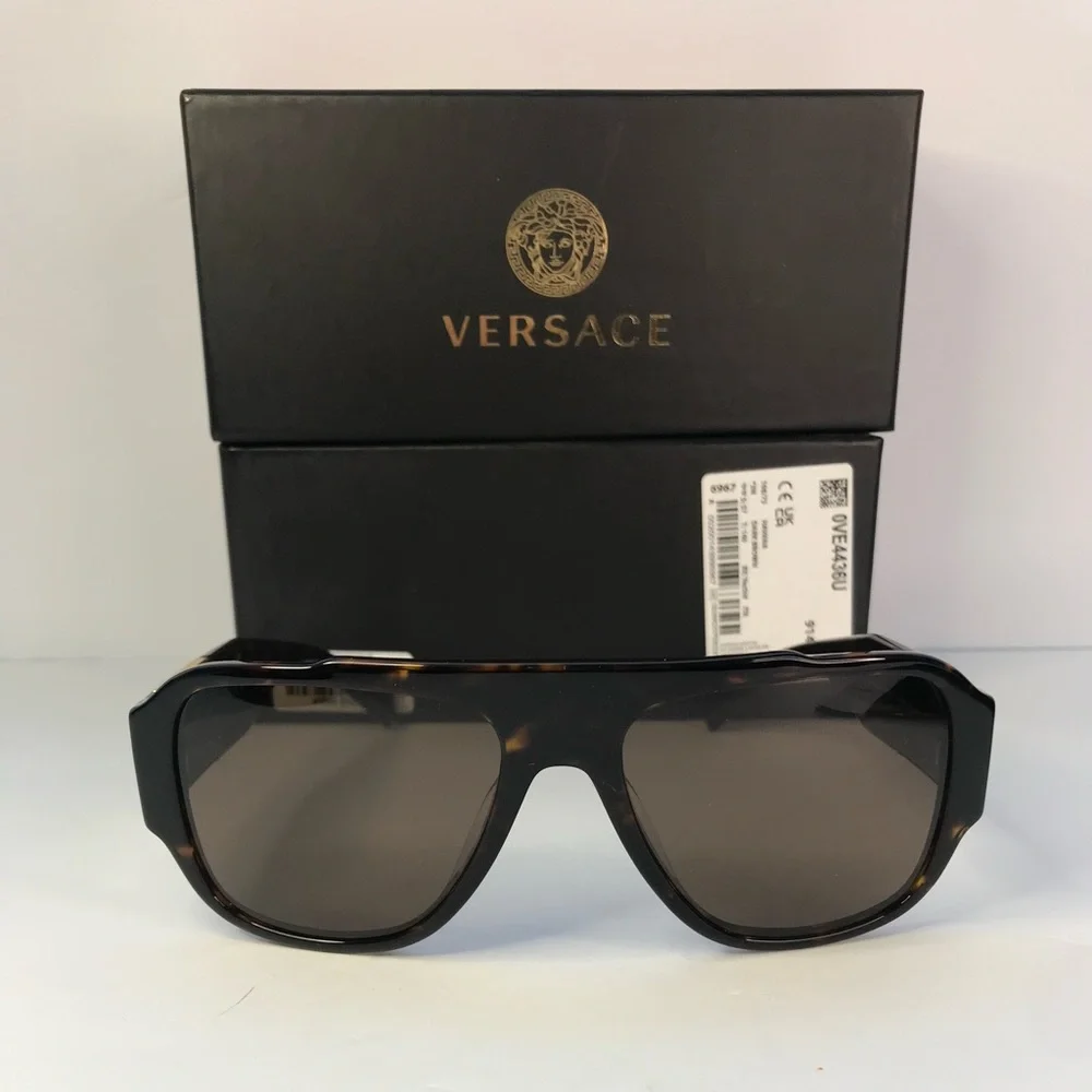 💯 - New Authentic Versace VE4436U Havana Dark Brown Sunglasses